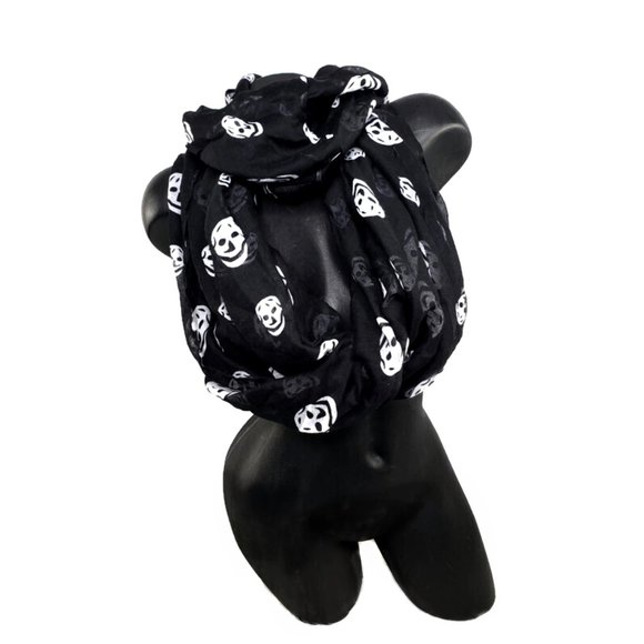 Black skull scarf  with white all over skull design. 1 Left ~ 50% Off - Picture 5 of 6